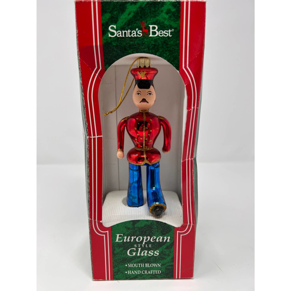 Santa's Best European Style Glass Christmas Toy Soldier Mouth Blown‎ Handcrafted
